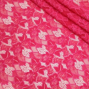 Tessuto di pizzo elasticizzato rosa tagliato a misura, pizzo francese, pizzo Chantilly, pizzo da sposa, pizzo da sposa, pizzo abito da sera, pizzo lingerie J30022