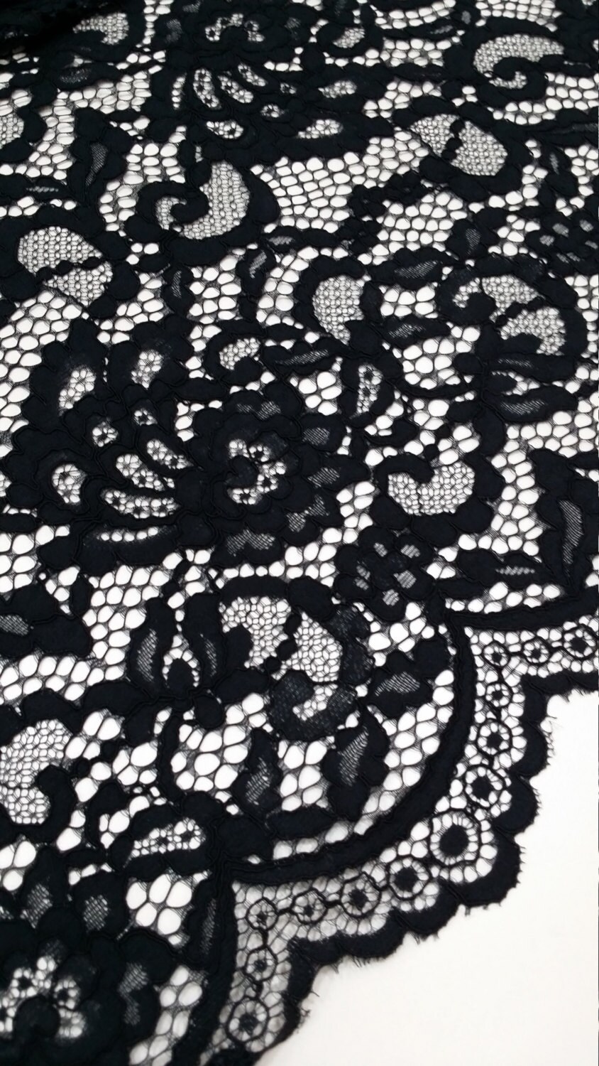 Black Lace Fabric by the Yard France Lace Alencon Lace Bridal Lace Wedding Lace Embroidery Lace Evening Dress Lace Lingerie Lace L44393 Etsy Canada