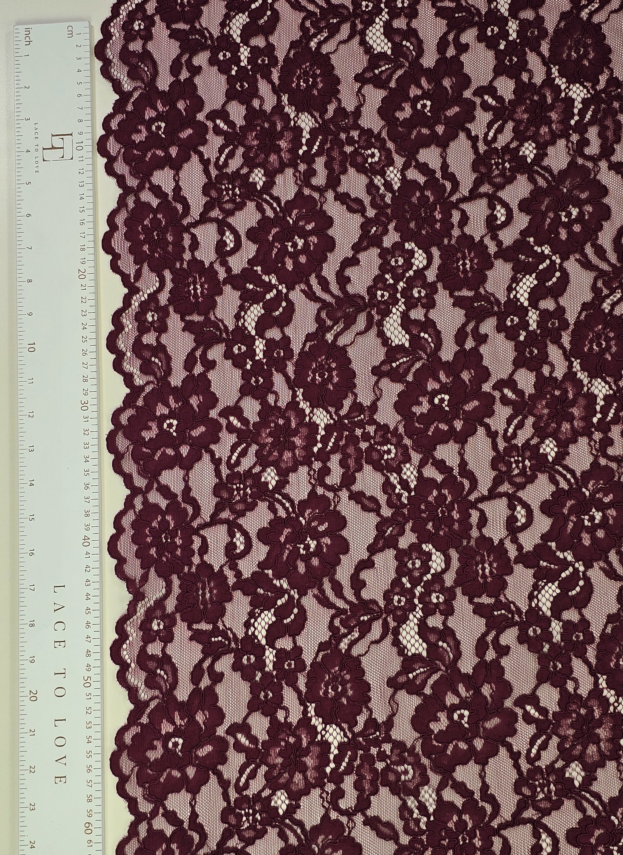 Wine Red Guipure Lace Fabric Sold by the Yard, Burgundy Spanish