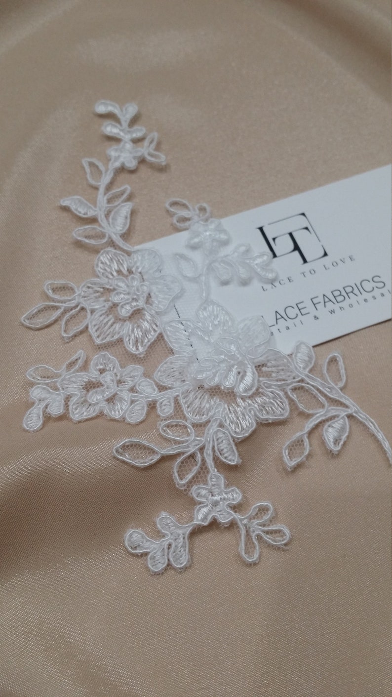 bridal applique French Chantilly lace applique White lace Applique M0068 Snow white Lace applique 3D lace