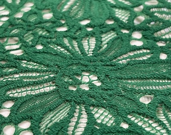 Green thick lace fabric sold per meters, warm flower lace cloth, eyelash evening dress lace material, J77912