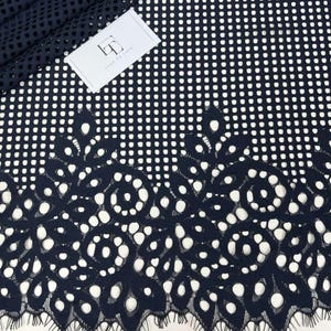Tessuto blu scuro/blu navy, pizzo francese, pizzo da sposa, pizzo da sposa, pizzo ricamato, pizzo geometrico, pizzo per lingerie, pizzo Alencon LL28103