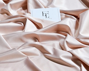 Pale pink stretch satin fabric by the yard, light pink elastic satin slip dress fabric, lingerie satin fabric, LS6789