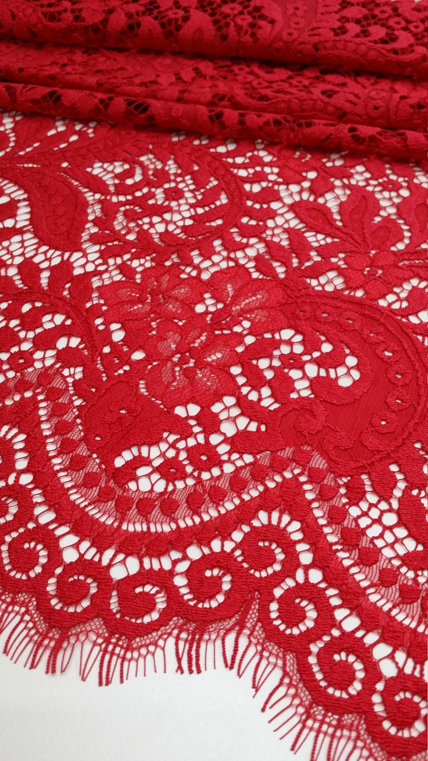 Red Lace Fabric Chantilly Lace French Lace Bridal Lace - Etsy