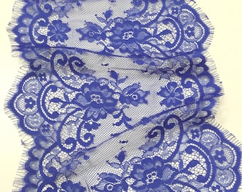 Royal blue lace Trim, French Lace, Chantilly Lace, Bridal lace, Wedding Lace, Garter lace, Evening dress lace, Lingerie Lace, EVSL097C