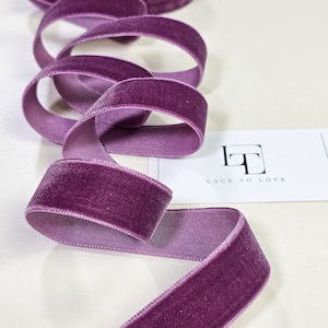 Lila Samtband Meterware, schmales Samtband, Samtband Geschenk Schleife, Haarband Samt, Samtspitze ST1084