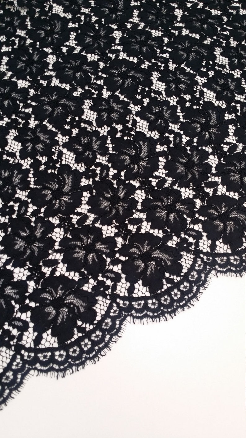 Black Lace Fabric by the Yard L33396 Etsy