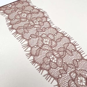 Acabamento em renda rosa empoeirado, acabamento em renda Chantilly francesa, borda de véu de noiva, renda-liga, renda para vestido de noite, renda para lingerie, LMT3332