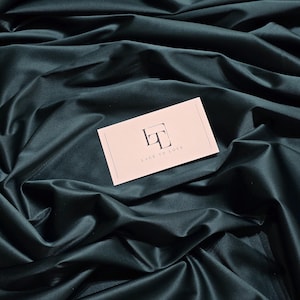 Dark green stretch satin fabric by the yard, green skirt fabric, lingerie fabric, LS6779