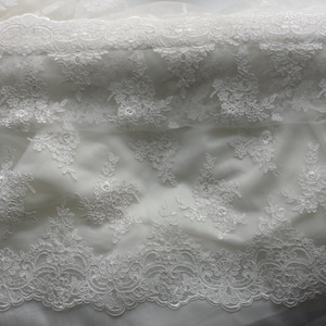 Ivory lace fabric French Lace Embroidered lace Wedding Lace Bridal lace White Lace Veil lace Lingerie Lace Alencon Lace KSBY6037C image 2