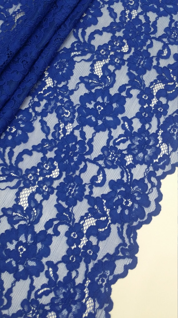 Blue lace fabric by the yard France Lace Alencon Lace Etsy
