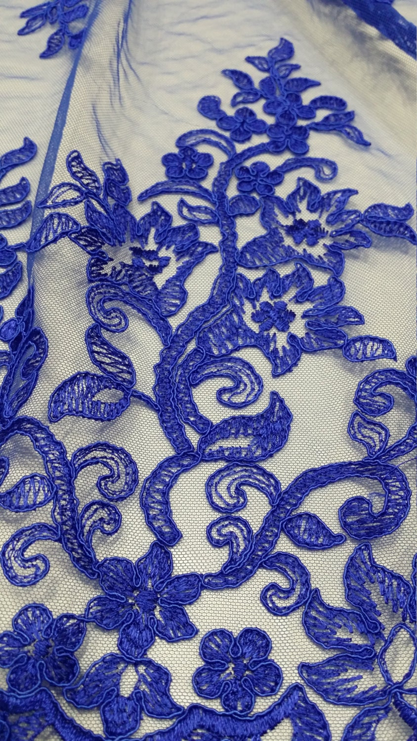 Royal Blue Lace Fabric EVS064C | Etsy
