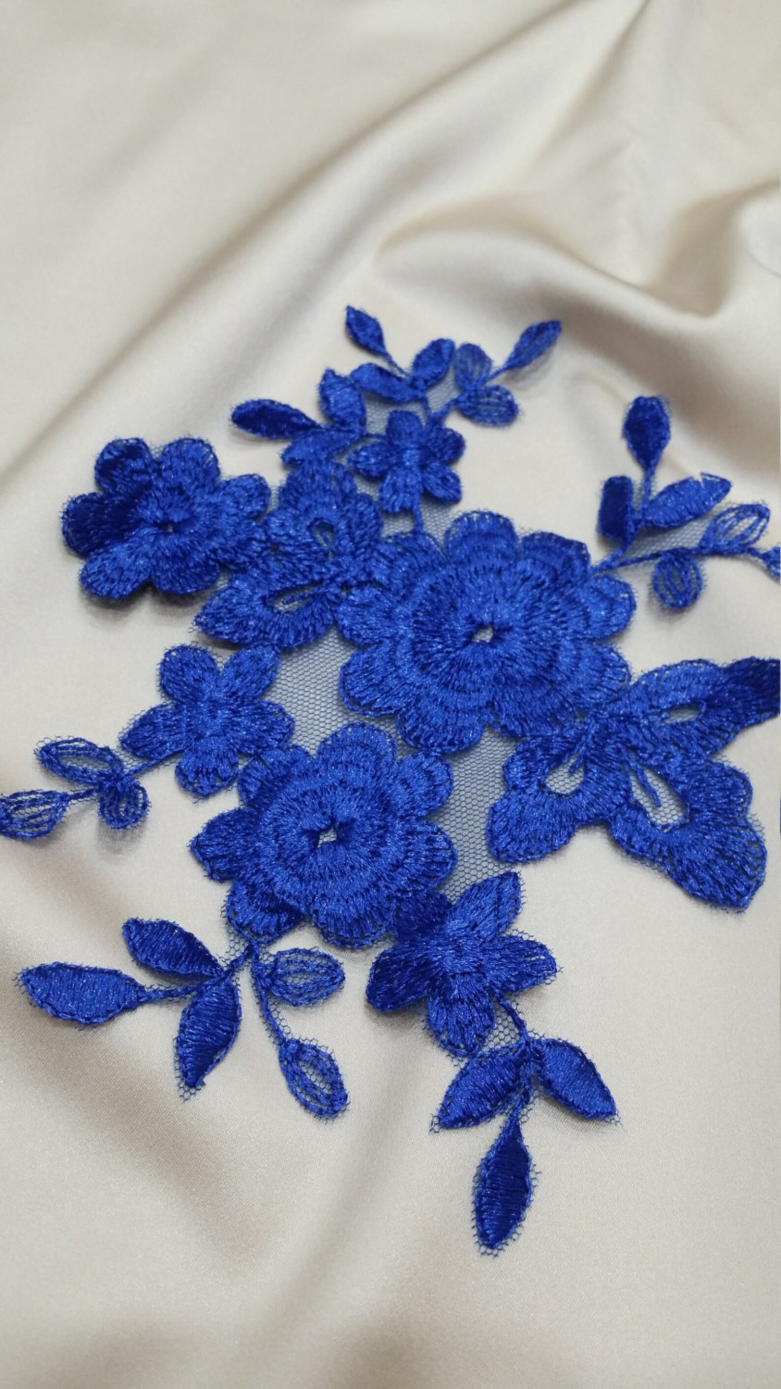 Royal Blue Applique French Chantilly Lace Applique 3D Bridal Etsy