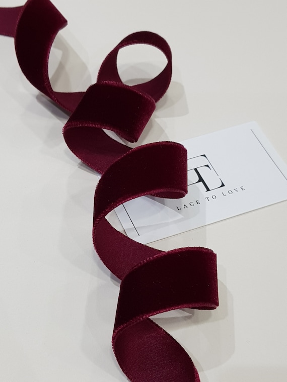 Dark Red Velvet Ribbon by the Yard Narrow Velvet Ribbon Etsy
