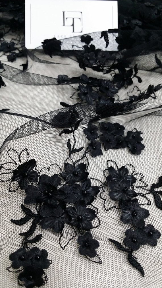 3D black lace fabric Chantilly Lace Bridal lace Lingerie Lace French lace,Embroidered lace Black Lace Veil lace Wedding Lace