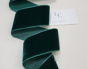Donkergroen fluwelen lint op maat gesneden, smal fluwelen lint zwart, fluwelen stoffen lint cadeaustrik, haarlint fluweel, fluwelen bies ST1003