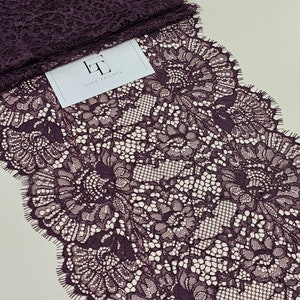 Orlo in pizzo viola, pizzo macramè color melanzana, venduto al metro, LMF472