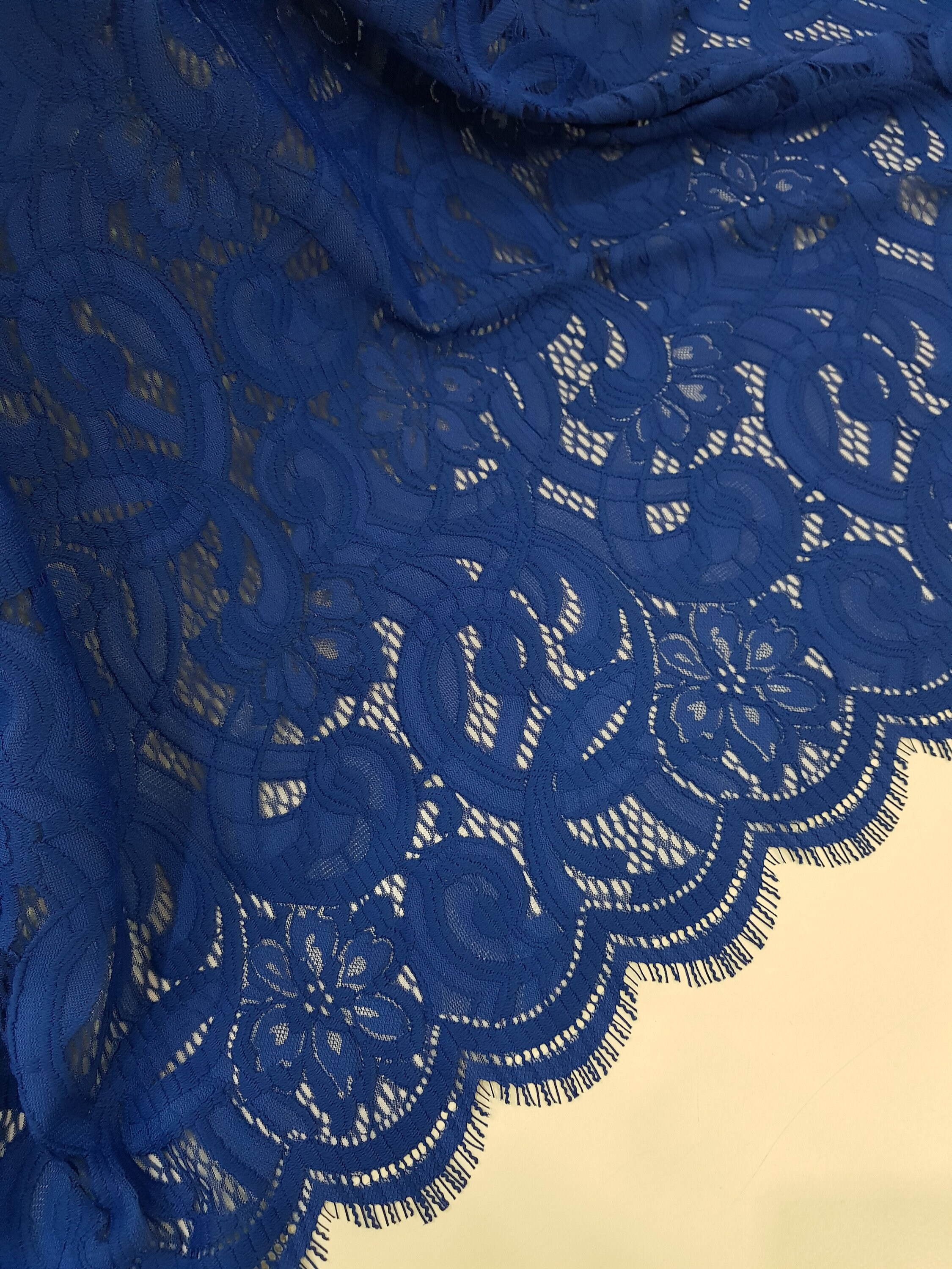 Blue lace fabric by the yard France Lace Alencon Lace | Etsy