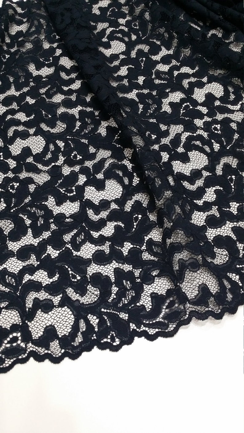 Black Lace Fabric by the Yard French Lace Embroidered Lace Etsy