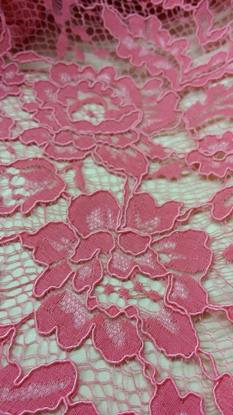 Pink Lace fabric by the yard French Lace Embroidered lace Etsy