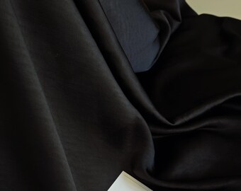 Black stretch satin fabric by the meter, sand washed elastic skirt fabric, TLS1001