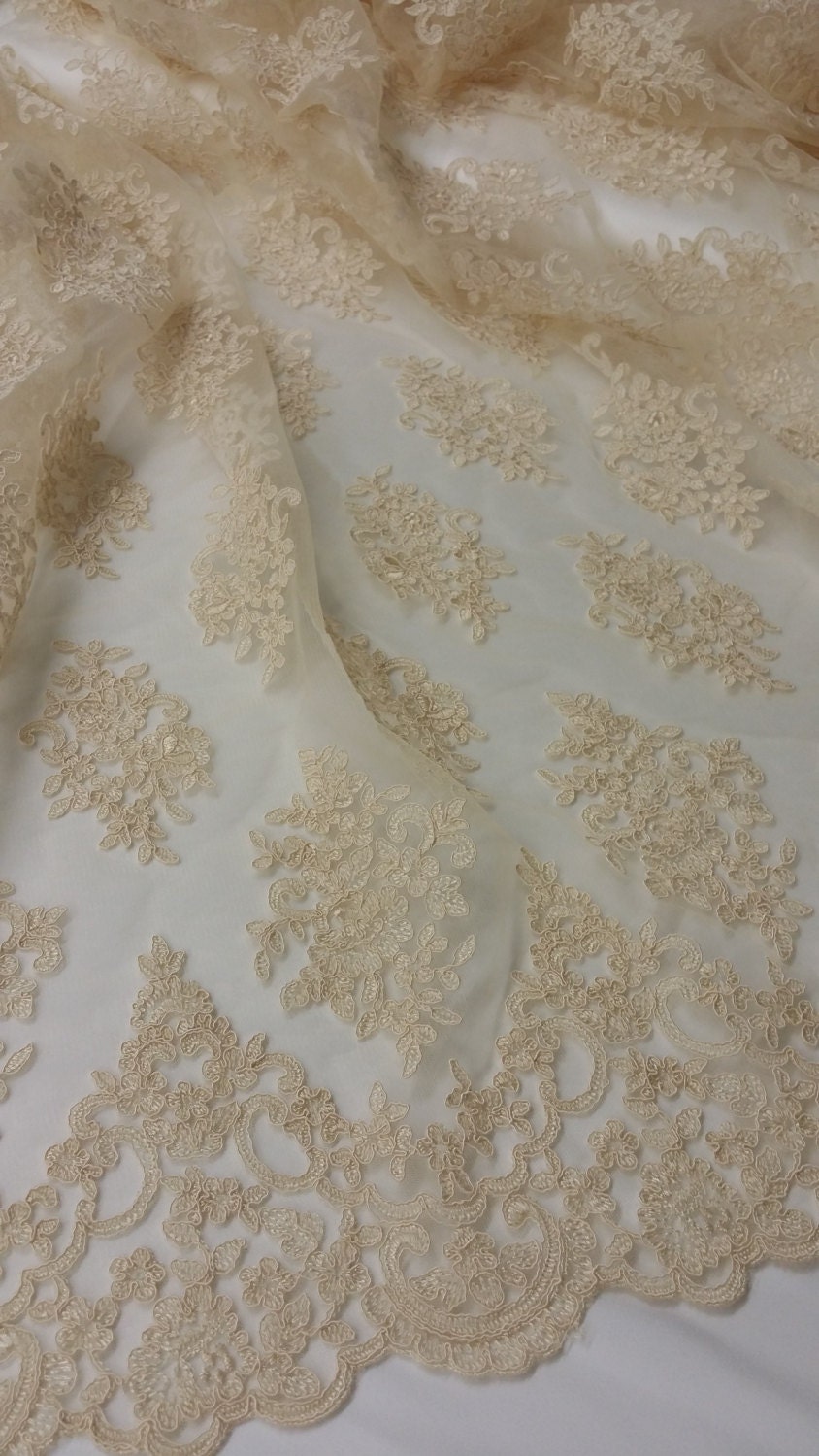 Cream Lace Fabric Embroidered Lace French Lace Wedding - Etsy Australia