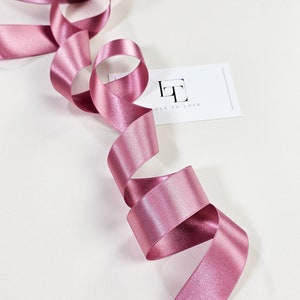 Fita de cetim dupla face rosa empoeirada de 25 mm de largura vendida por metro, fita de armarinho, laço de fita para decoração de presente, fita de cabelo, ST1057