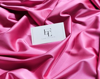 Barbie pink elastic satin fabric by the yard, fuchsia pink stretch satin slip dress fabric, lingerie satin fabric, LS6732