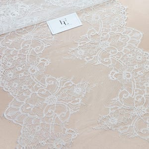 Bordure en dentelle ivoire, dentelle française, dentelle de Chantilly, dentelle de robe de mariée, dentelle de mariage, dentelle blanche, dentelle de voile, dentelle de jarretière, dentelle de lingerie LMT3621