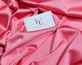 Pink stretch satin fabric by the yard, pink elastic satin slip dress fabric, lingerie satin fabric, LS6735