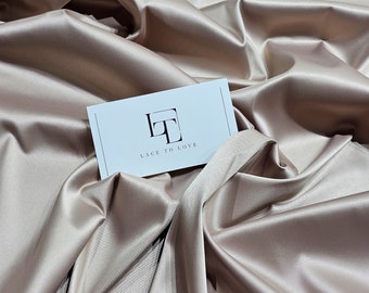 Grayish beige stretch satin fabric by the yard, pale beige satin skirt fabric, skin color lingerie satin fabric, LS6792