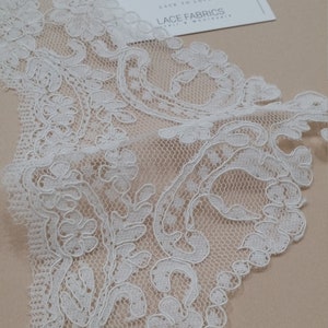 Ivory Lace Trimming by the yard, French Lace, Alencon Lace, Bridal Gown lace, Wedding Lace, White Lace, Veil lace, Garter lace EEV2107 image 2