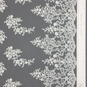 Ivory lace fabric by the yard French Lace Embroidered lace Wedding Lace Bridal lace White Lace Veil lace Lingerie Lace Alencon Lace EVS020B image 12