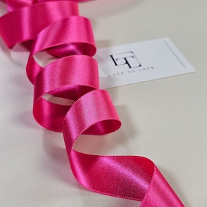 Fita de cetim dupla face rosa brilhante de 25 mm de largura vendida por metro, fita de armarinho, laço de fita para decoração de presente, fita de cabelo, ST1054