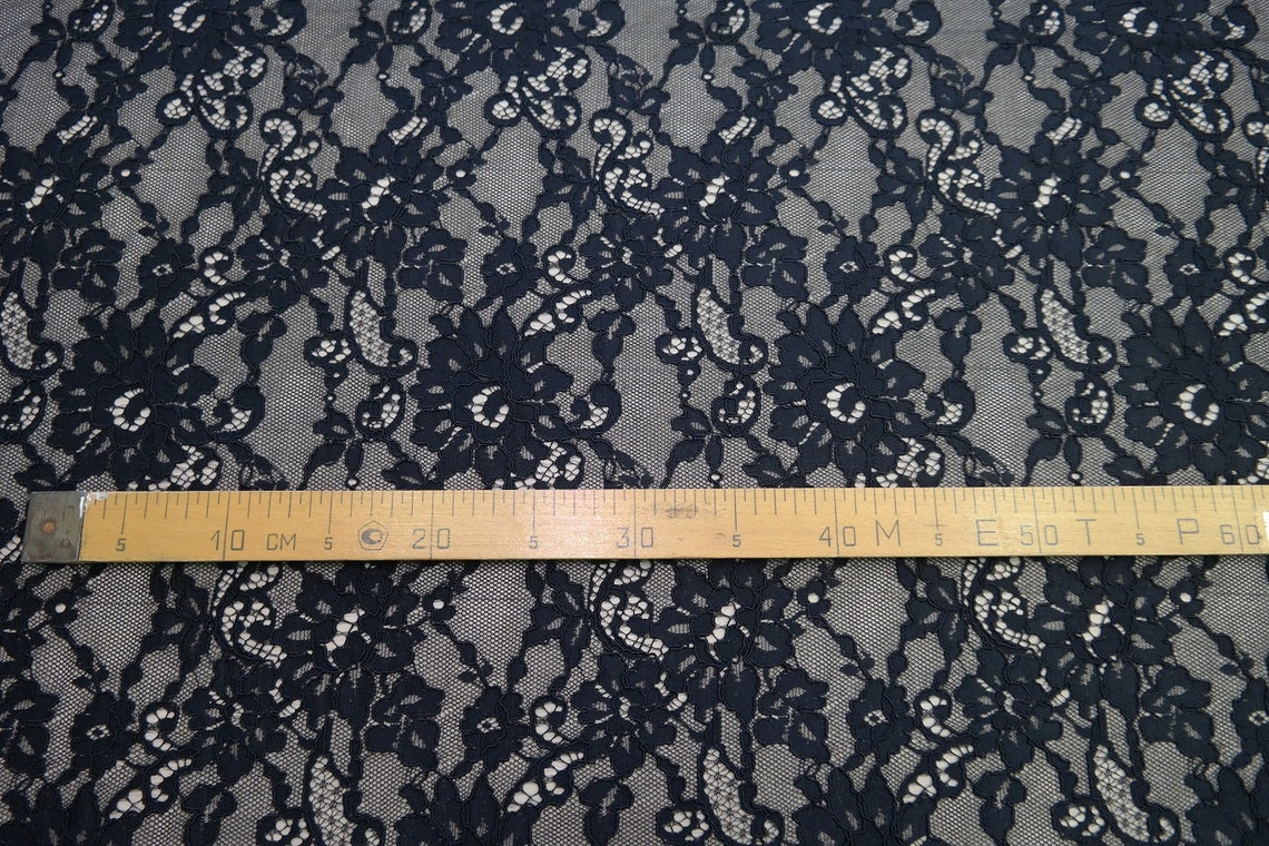Black lace fabric by the yard Spanish Lace Embroidered lace Etsy
