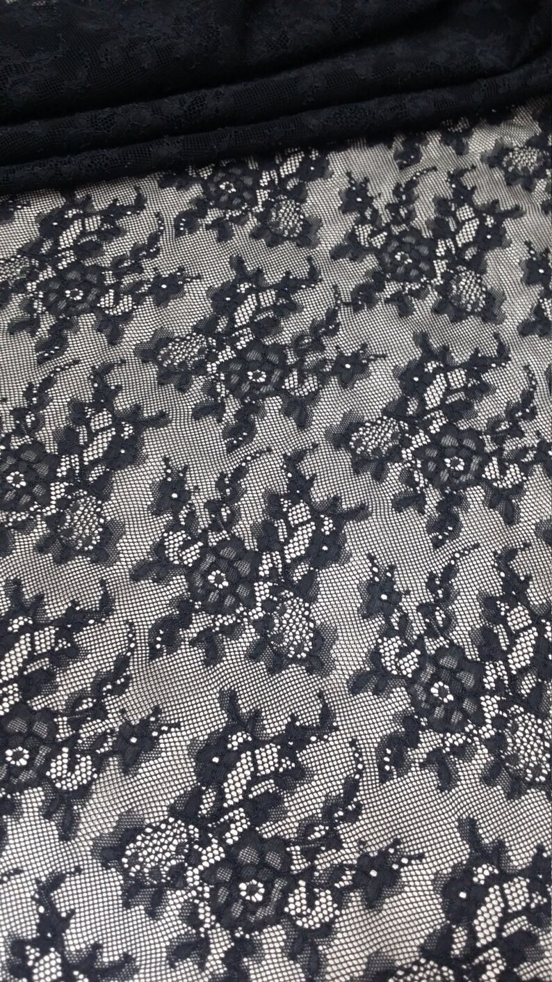 Floral Stretch Spitze Kleid Stoff Schwarz Meterware Ncci1914 Com