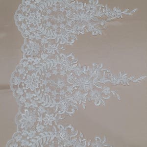 Ivory Lace Trimming, French Lace, Alencon Lace, tablecloth, Bridal Gown lace, Wedding Lace, White Lace, Veil lace, Garter lace EEV2127 image 3