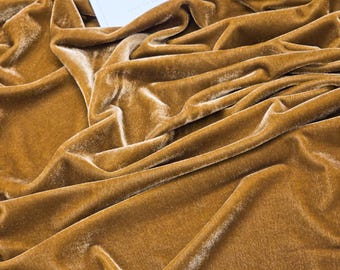 Mosterdgele stretch fluwelen stof per meter. Glad elastisch fluweel, verkocht per meter, HMT3006