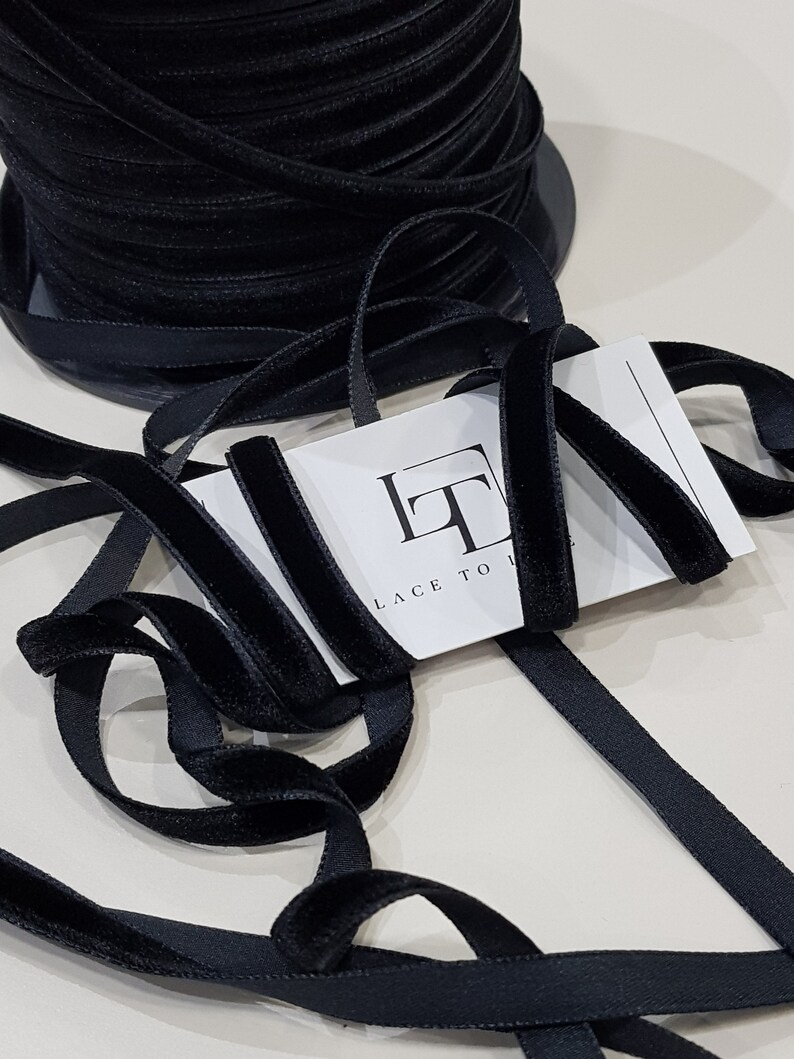 Black Velvet Ribbon by the Yard Narrow Velvet Ribbon Black Etsy