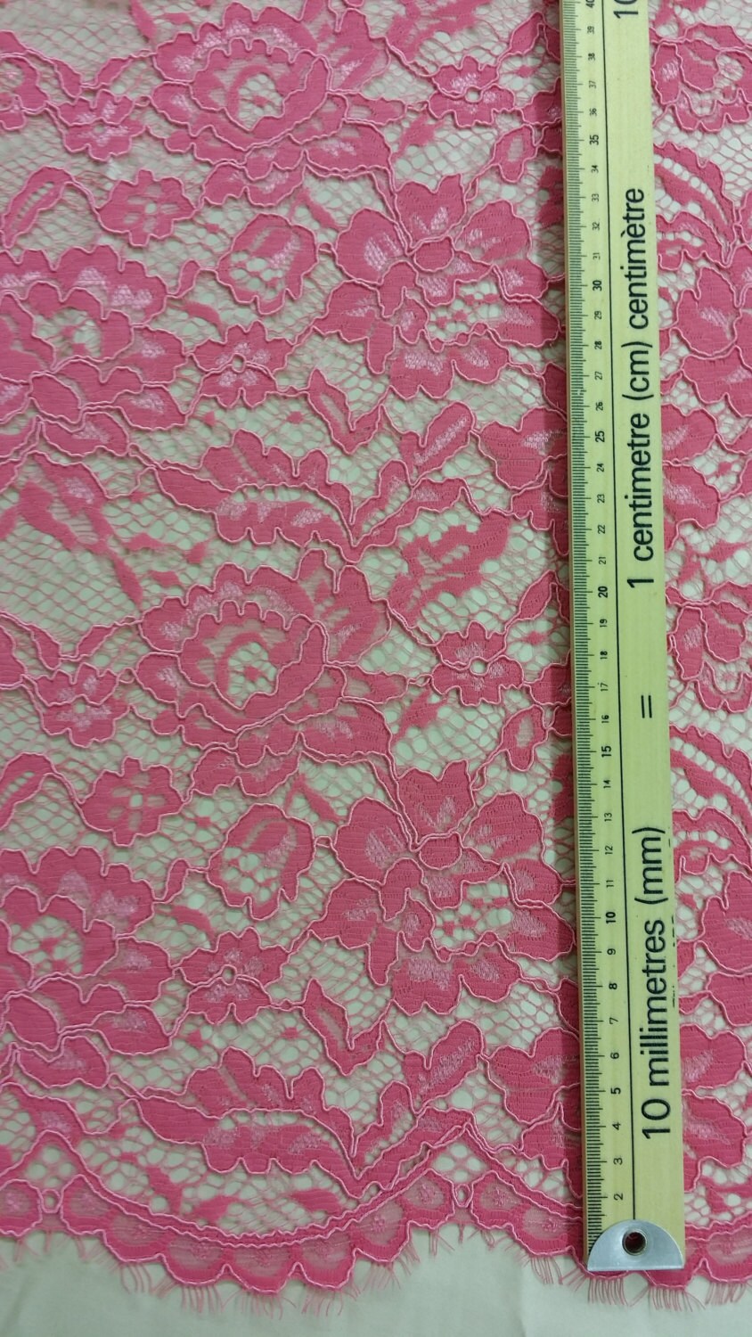 Pink Lace fabric by the yard French Lace Embroidered lace Etsy