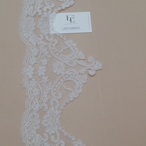 Ivory Lace Trimming by the yard, French Lace, Alencon Lace, Bridal Gown lace, Wedding Lace, White Lace, Veil lace, Garter lace EEV2107 imagem 4