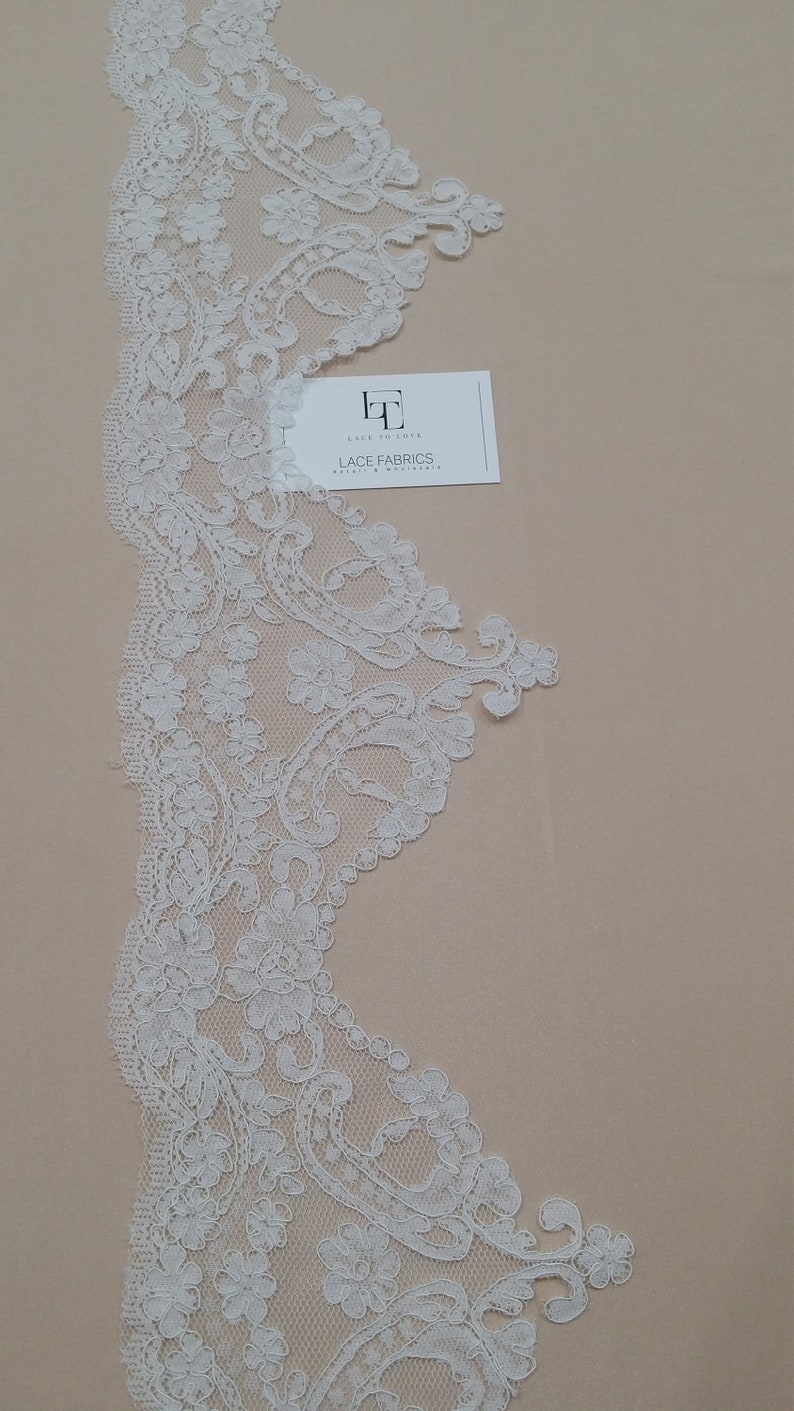 Ivory Lace Trimming by the yard, French Lace, Alencon Lace, Bridal Gown lace, Wedding Lace, White Lace, Veil lace, Garter lace EEV2107 image 4