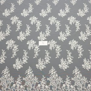 Ivory lace fabric by the yard French Lace Embroidered lace Wedding Lace Bridal lace White Lace Veil lace Lingerie Lace Alencon Lace EVS020B image 10