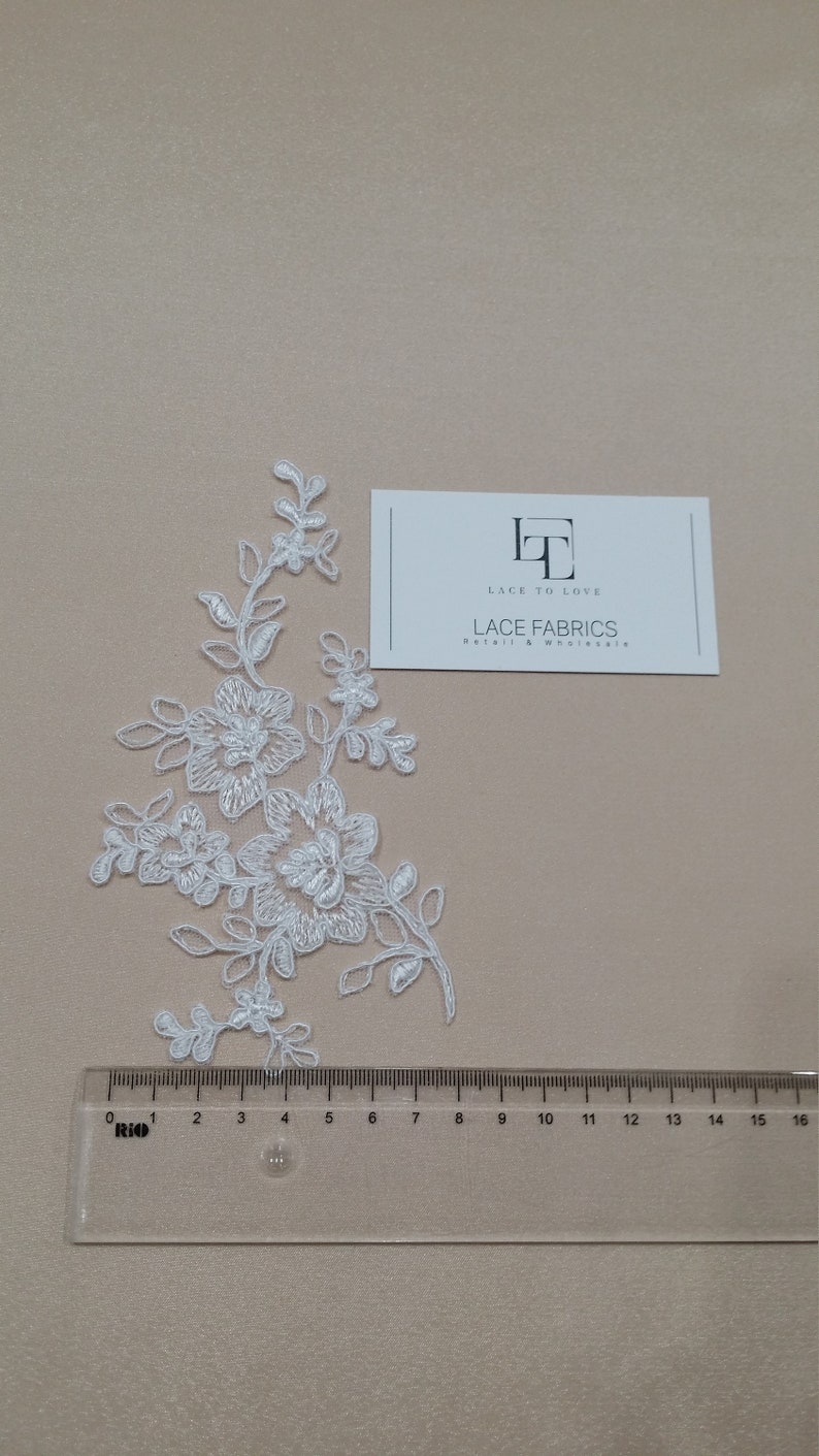 bridal applique French Chantilly lace applique White lace Applique M0068 Snow white Lace applique 3D lace