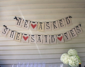 PDF Download "He Asked- She said yes" Engagement and Wedding Party Banner