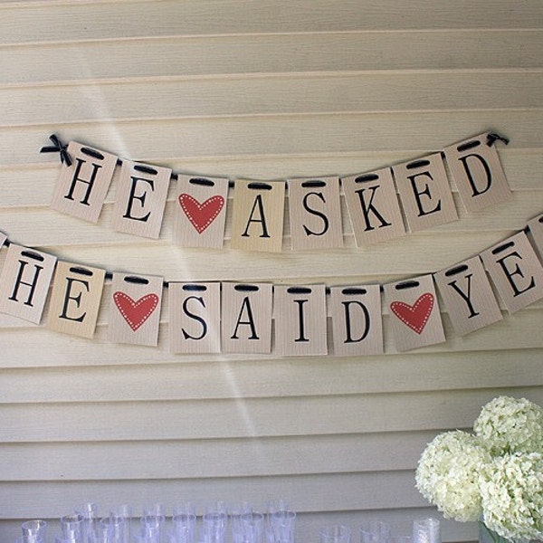 PDF Download "He Asked- She said yes" Engagement and Wedding Party Banner