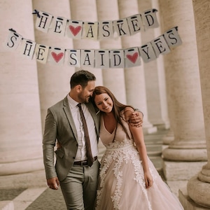 PDF Download &quot;He Asked- She said yes&quot; Engagement and Wedding Party Banner
