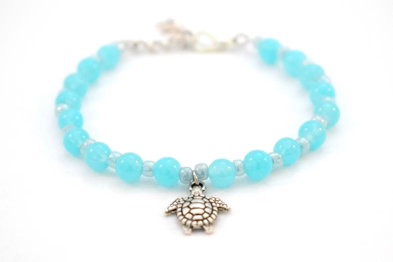 Armband met schildpad bedel en blauwe kralen armbandje Etsy Nederland