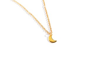 Moon necklace, gold, stainless steel