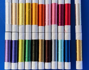 Non-twisted Flat Silk Thread 20 colors plus gold & silver - Kyoto Silk Embroidery -